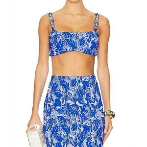 NEW PATBO stretch jacquard cropped top in lapis